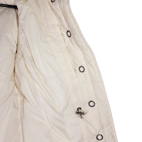 Eddie Bauer Women XS Goose Down Puffer Vest 700 Cream Faux Fur Full Zip Snap - Picture 8 of 16